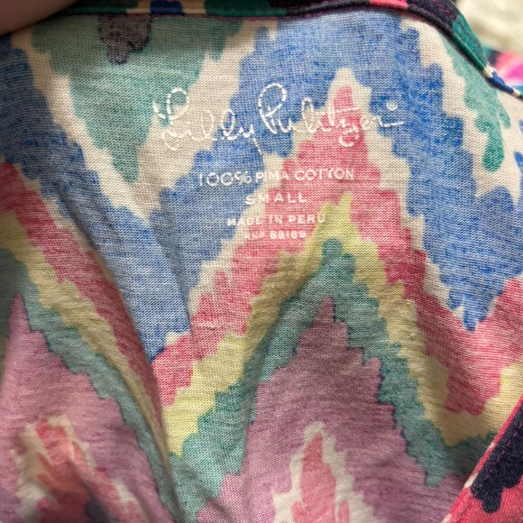 Lilly Pulitzer Zigzag Chevron Print Pima Cotton Long Sleeve Top — Small - Picture 6 of 6